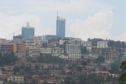 Kigali skyline and green hills in Rwanda