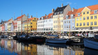 Colourful Nyhavn waterfront and canal in Copenhagen