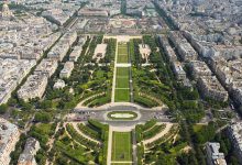 View over the Champ de Mars and Paris from the Eiffel Tower