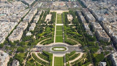 View over the Champ de Mars and Paris from the Eiffel Tower